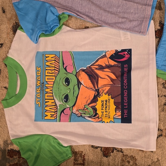STAR WARS THE MANDALORIAN BOYS 3 PIECE SHORTS PAJAMA SET SIZE 8 - Picture 3 of 12